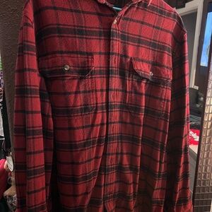 Banana Republic Burgundy and Black Plaid Shirt